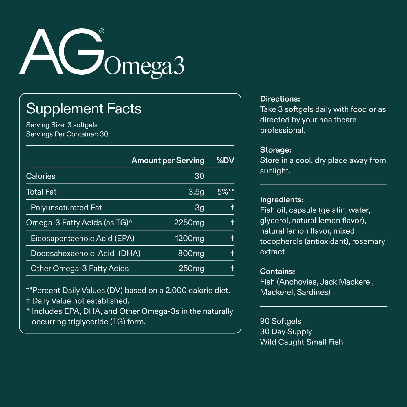 AG1 Omega 3 Fish Oil Softgels – 2000mg EPA & DHA from Wild-Caught Fish, Supports Heart, Brain & Joint Health | 90 Capsules | Athletic Greens Supplement AG1Buy Supplements Australia
