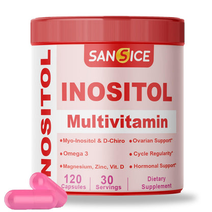 SANSICE Myo & D-Chiro Inositol Multivitamin Capsules, 2000mg Myo-Inositol & 50mg D-Chiro Inositol 40:1 Blend, Vitamin B8 Supplement for Female Hormone (120 Capsules) SANSICEBuy Supplements Australia