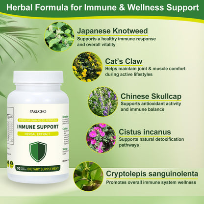 Herbal Immune Support Supplement, Vegan Capsules with Japanese Knotweed, Cat’s Claw, Skullcap & Sanguinolenta, Supports Immune Health & Overall Wellness, Gluten-Free YakuchoBuy Supplements Australia