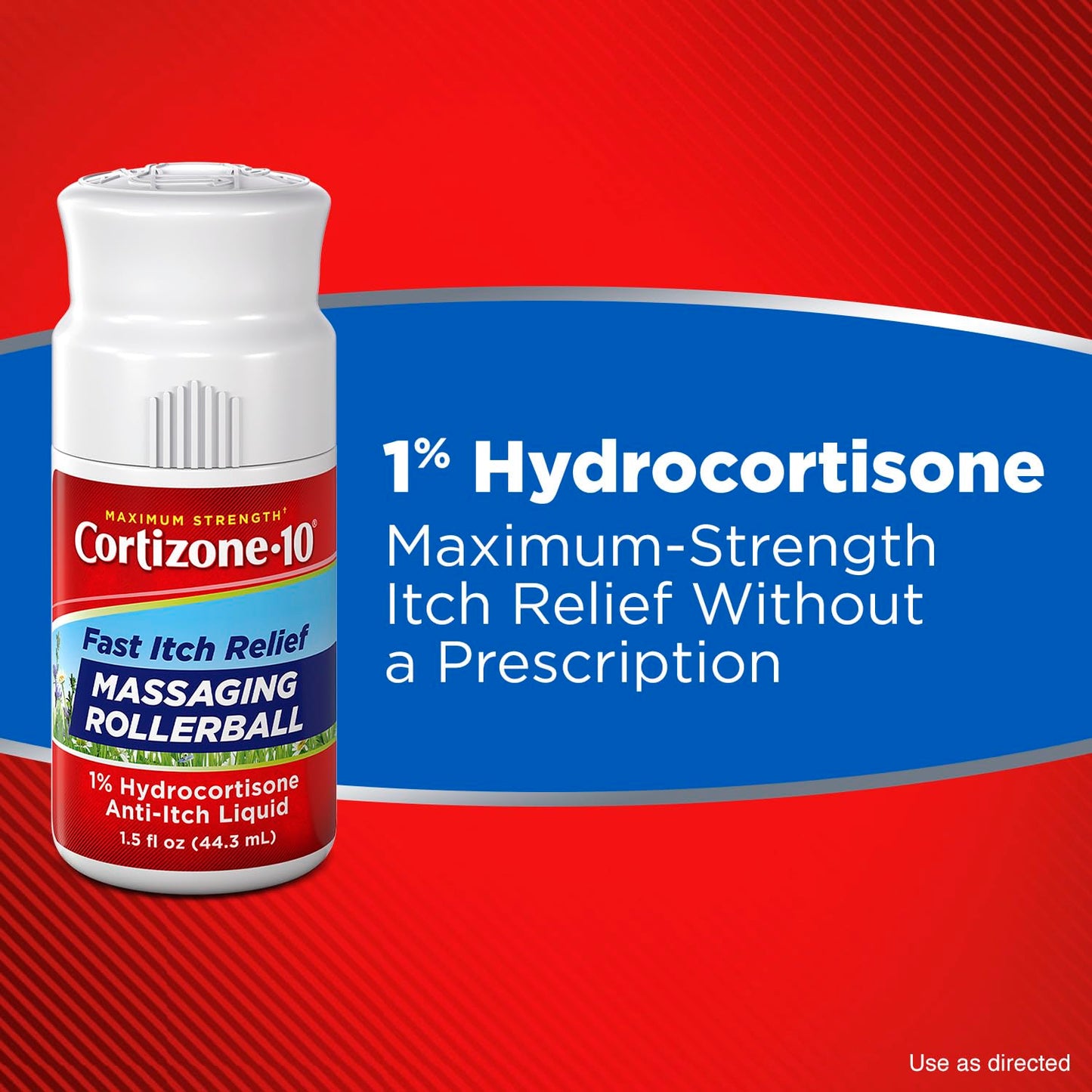 Cortizone-10 Maximum Strength Itch Relief Massaging Rollerball, 1% Hydrocortisone, Fast-Acting, Anti-Itch Liquid for Bug Bites, Rash, Eczema, Psoriasis, Poison Ivy, Oak, Sumac, 1.5 fl. oz Cortizone 10Buy Supplements Australia