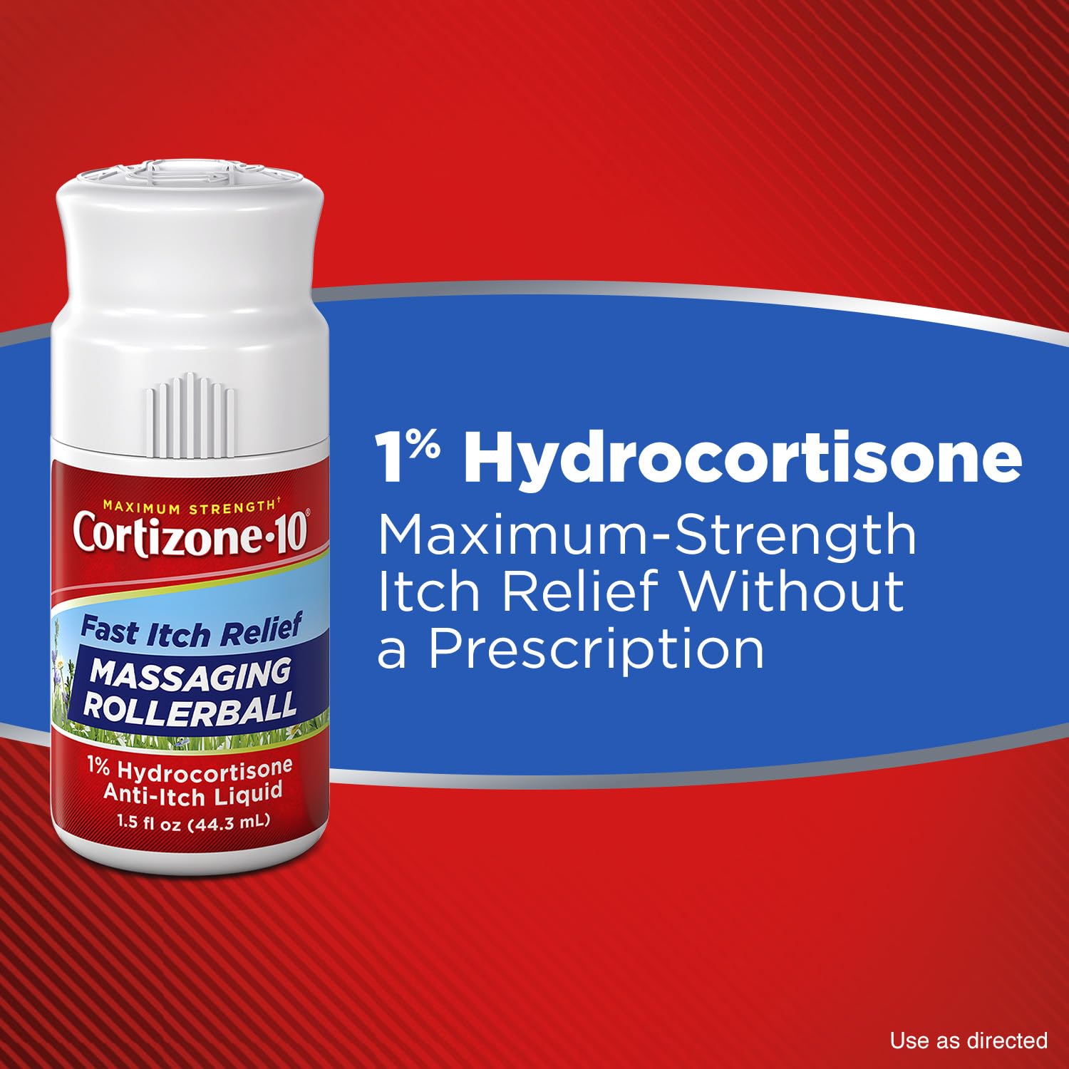 Cortizone-10 Maximum Strength Itch Relief Massaging Rollerball, 1% Hydrocortisone, Fast-Acting, Anti-Itch Liquid for Bug Bites, Rash, Eczema, Psoriasis, Poison Ivy, Oak, Sumac, 1.5 fl. oz Cortizone 10Buy Supplements Australia
