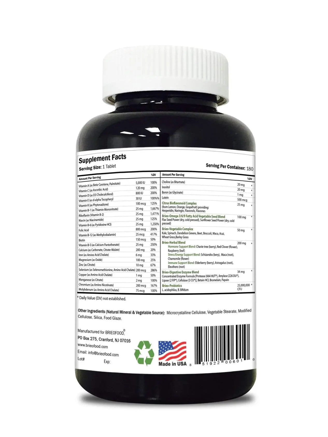 Briofood, Day-to-Day Food Based Women's Multi (180 Tablets) with Vegetable Source Omegas BrieofoodBuy Supplements Australia