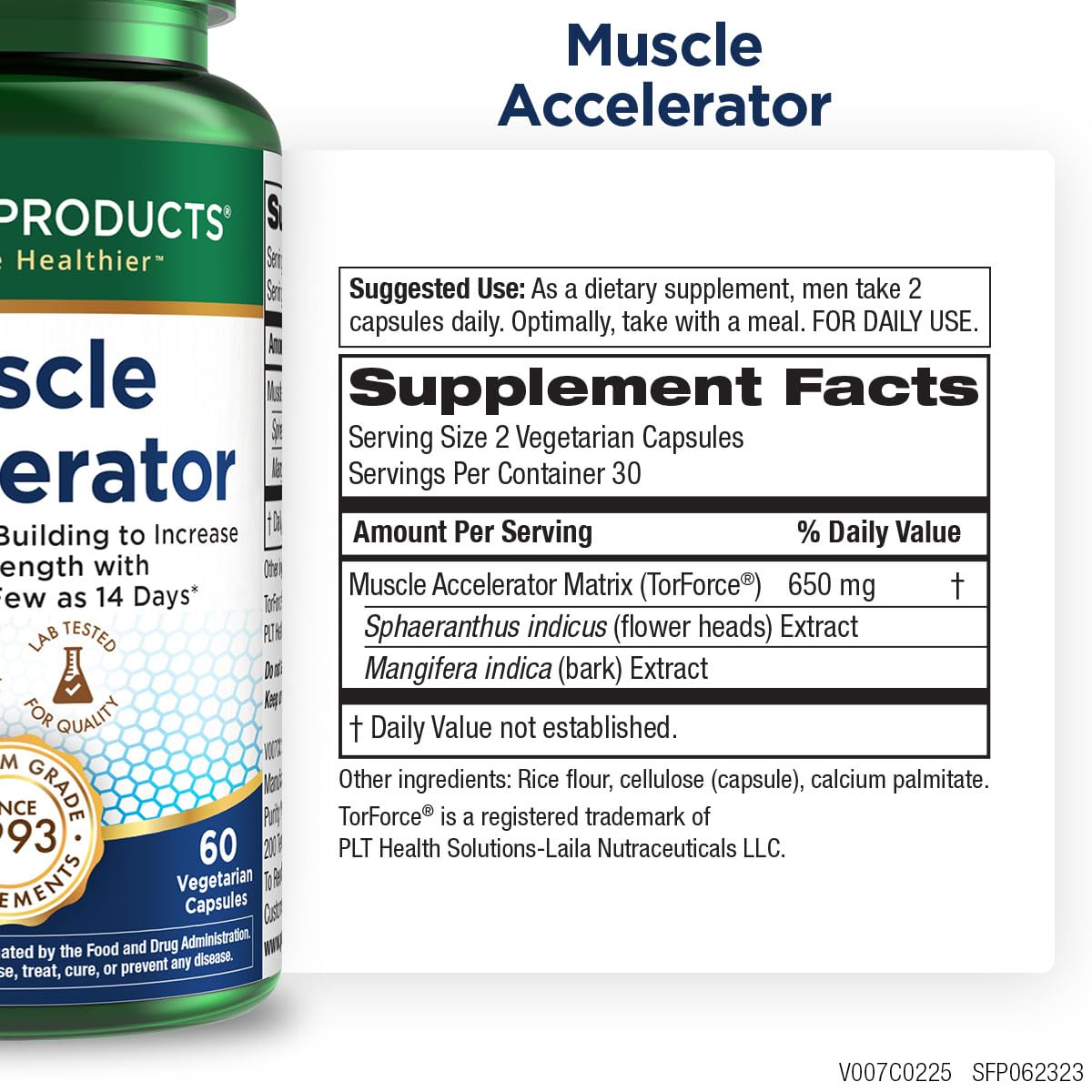 Purity Products Muscle Accelerator 650 mg Patented & Clinically Tested Muscle Accelerator Blend of Ayurvedic Herbal Extracts Promotes Strength, Endurance + Muscle Growth - 60 Veg Caps Purity ProductsBuy Supplements Australia