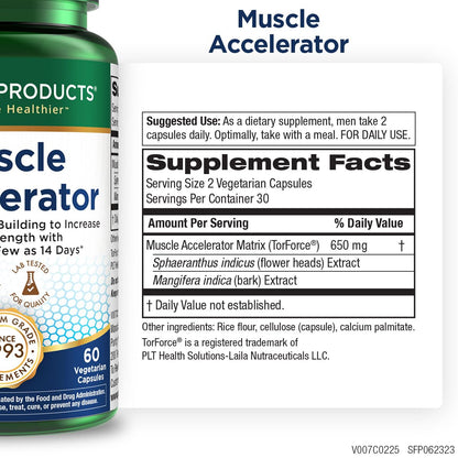 Purity Products Muscle Accelerator 650 mg Patented & Clinically Tested Muscle Accelerator Blend of Ayurvedic Herbal Extracts Promotes Strength, Endurance + Muscle Growth - 60 Veg Caps Purity ProductsBuy Supplements Australia