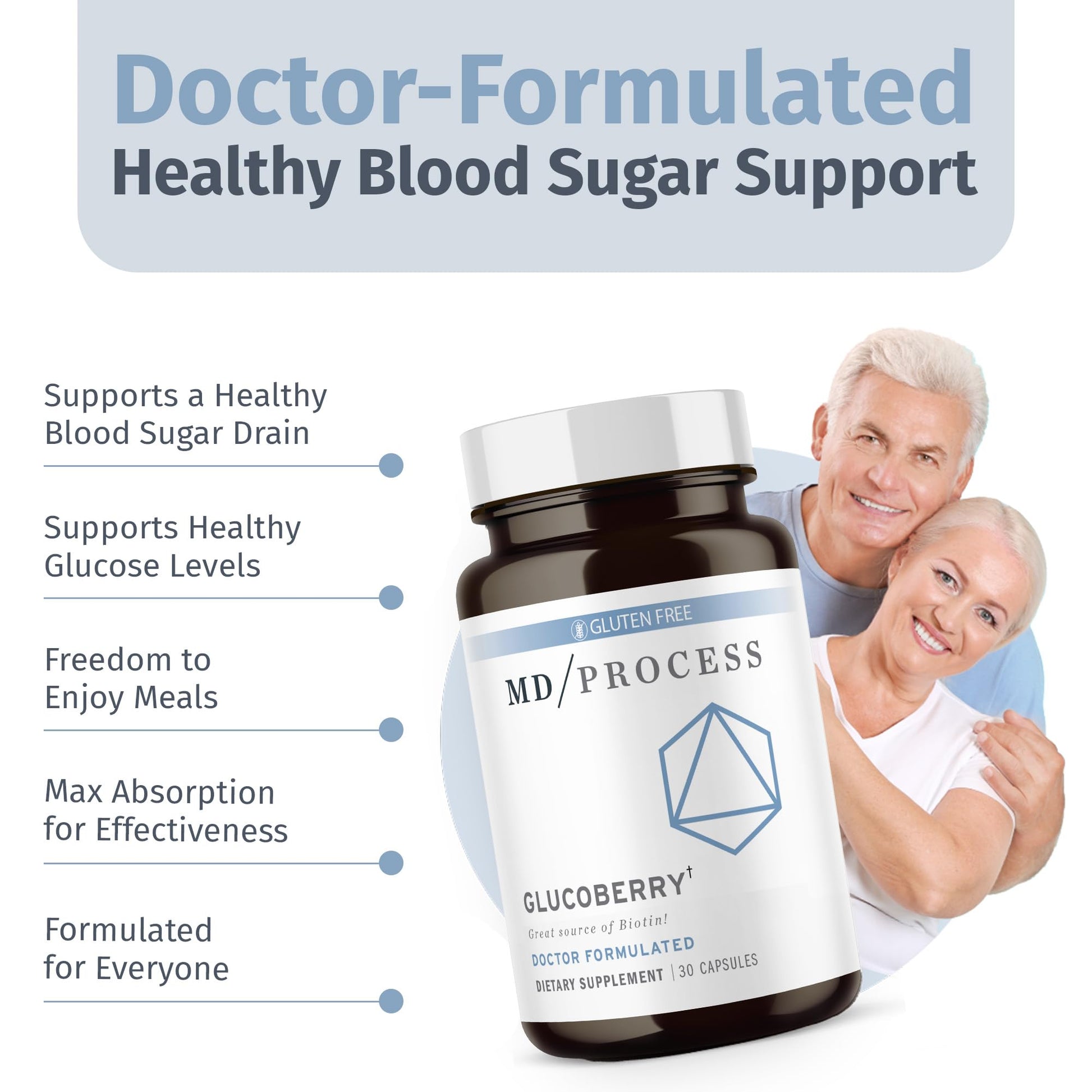MD Process GlucoBerry Maqui Berry Extract with Chromium Picolinate for Blood Health Support - with Biotin and Gymnema Sylvestre - Doctor Formulated - 30 Capsules MD ProcessBuy Supplements Australia