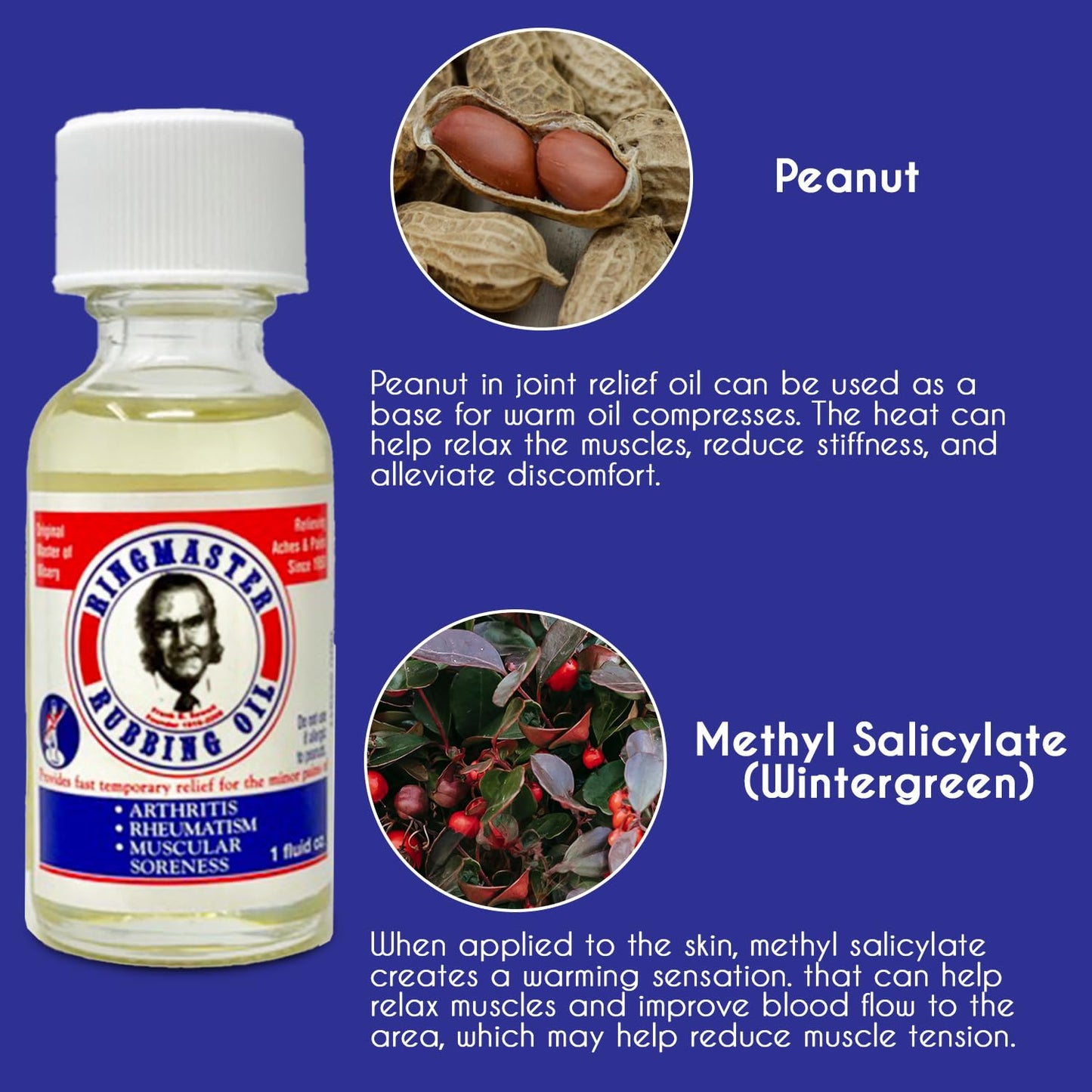 Ringmaster Rubbing Oil Pain Relief Since 1950 Made in USA for Arthritis, Rheumatism, Muscular Joint Soreness (1 oz) Ringmaster Rubbing OilBuy Supplements Australia