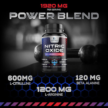 Extra Strength Nitric Oxide Supplement L Arginine 3X Strength - Citrulline Malate, AAKG Nature's NutritionBuy Supplements Australia