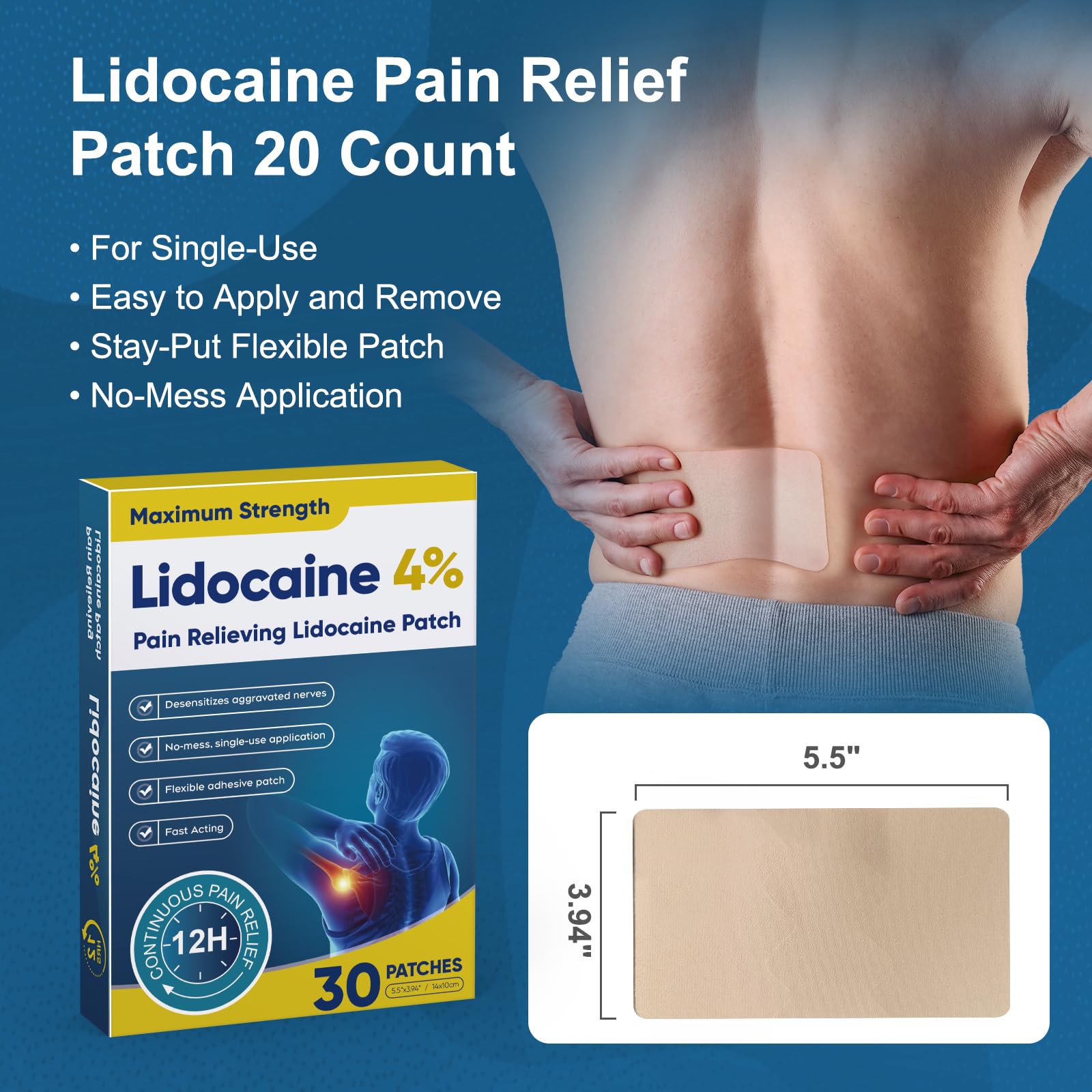 YOAPA Teemofe 4% Lidocaine Patches, Maximum Strength Pain Relieving Patch for Back, Neck, Shoulder, Knee and Muscle Soreness - 12 Hour Efficient Relief-009 YOAPABuy Supplements Australia