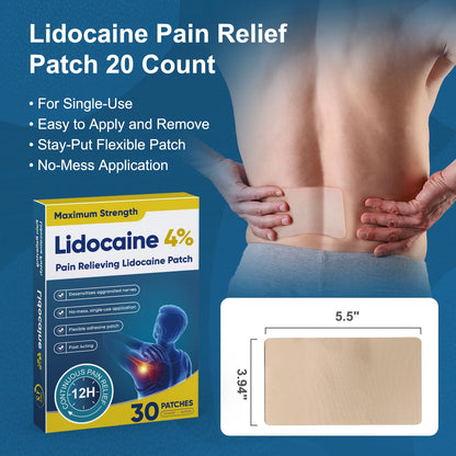 YOAPA Teemofe 4% Lidocaine Patches, Maximum Strength Pain Relieving Patch for Back, Neck, Shoulder, Knee and Muscle Soreness - 12 Hour Efficient Relief-009 YOAPABuy Supplements Australia