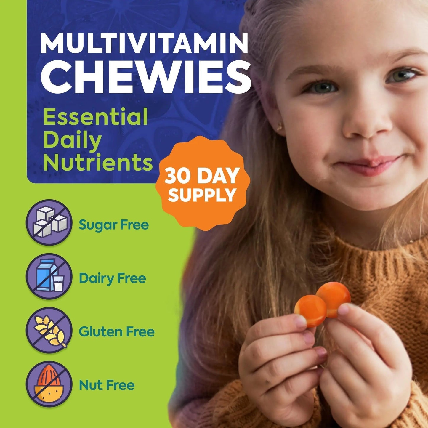 OmegaVia Sugar Free Kids Multivitamin Chewies - Daily Chewable Gummy Vitamins for Kids 3+ OmegaVia
