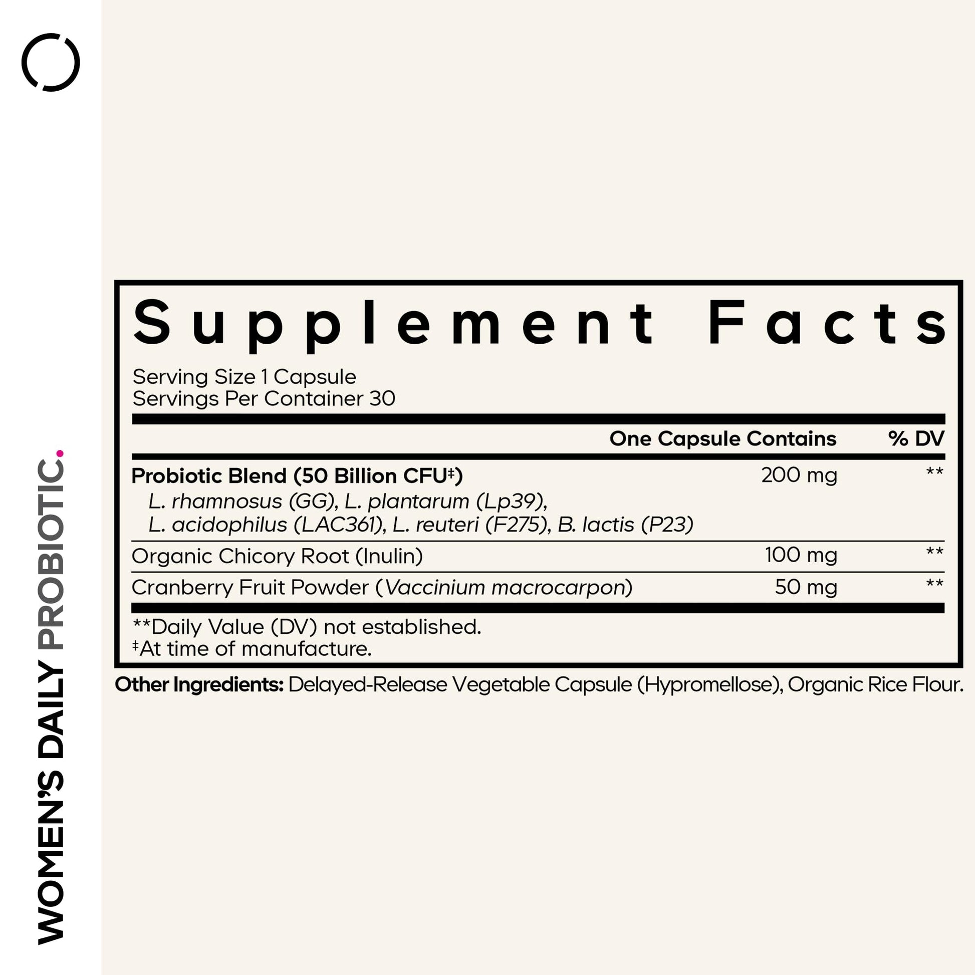 Codeage Women’s Daily Probiotic Supplement – 50 Billion CFU Supplement, Cranberry Fruit Powder, Prebiotic Chicory Root Inulin – Women’s Wellness Support – 1 Capsule Per Serving - Non-GMO – 30 Capsules CodeageBuy Supplements Australia