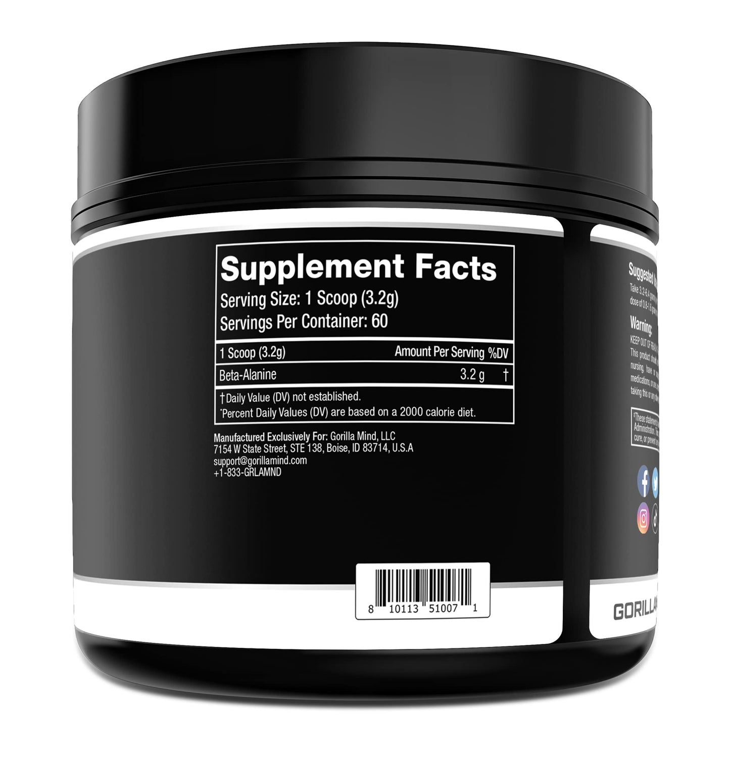 Gorilla Mode Beta-Alanine – Carnosine Precursor/Enhanced Muscular Endurance Gorilla MindBuy Supplements Australia