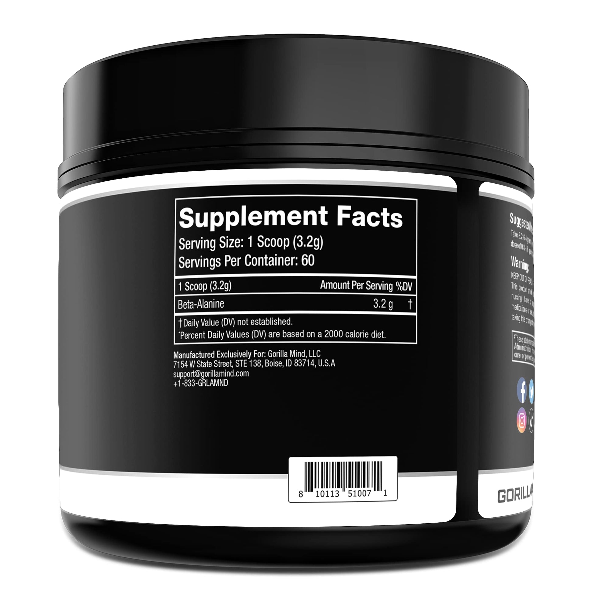 Gorilla Mode Beta-Alanine – Carnosine Precursor/Enhanced Muscular Endurance Gorilla MindBuy Supplements Australia