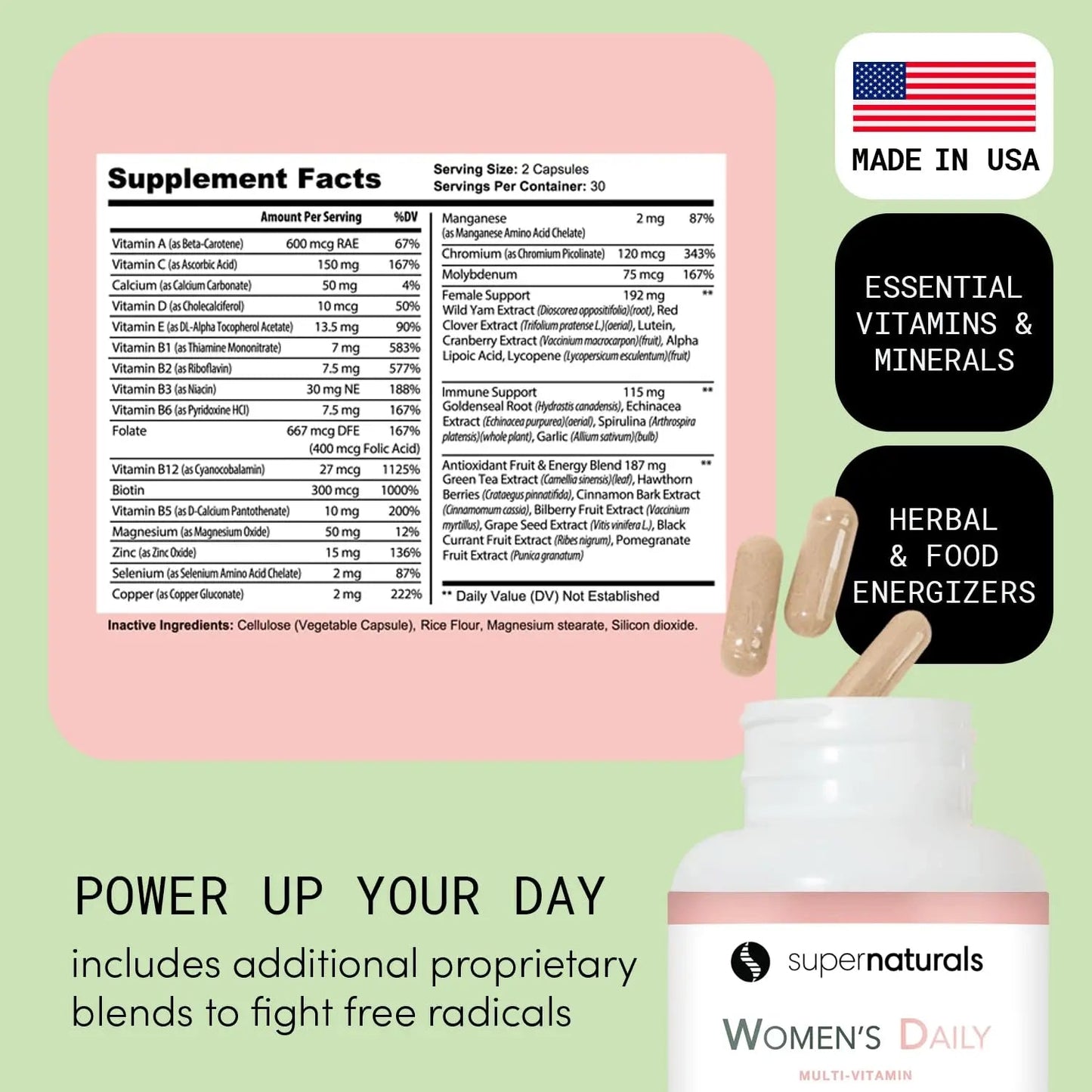 Super Naturals Health, Multivitamin for Women, Immune Defense Supplement Multivitamin Capsules, Vegan Supplements for Women - 60 Capsules JLM NUTRITIONALSBuy Supplements Australia