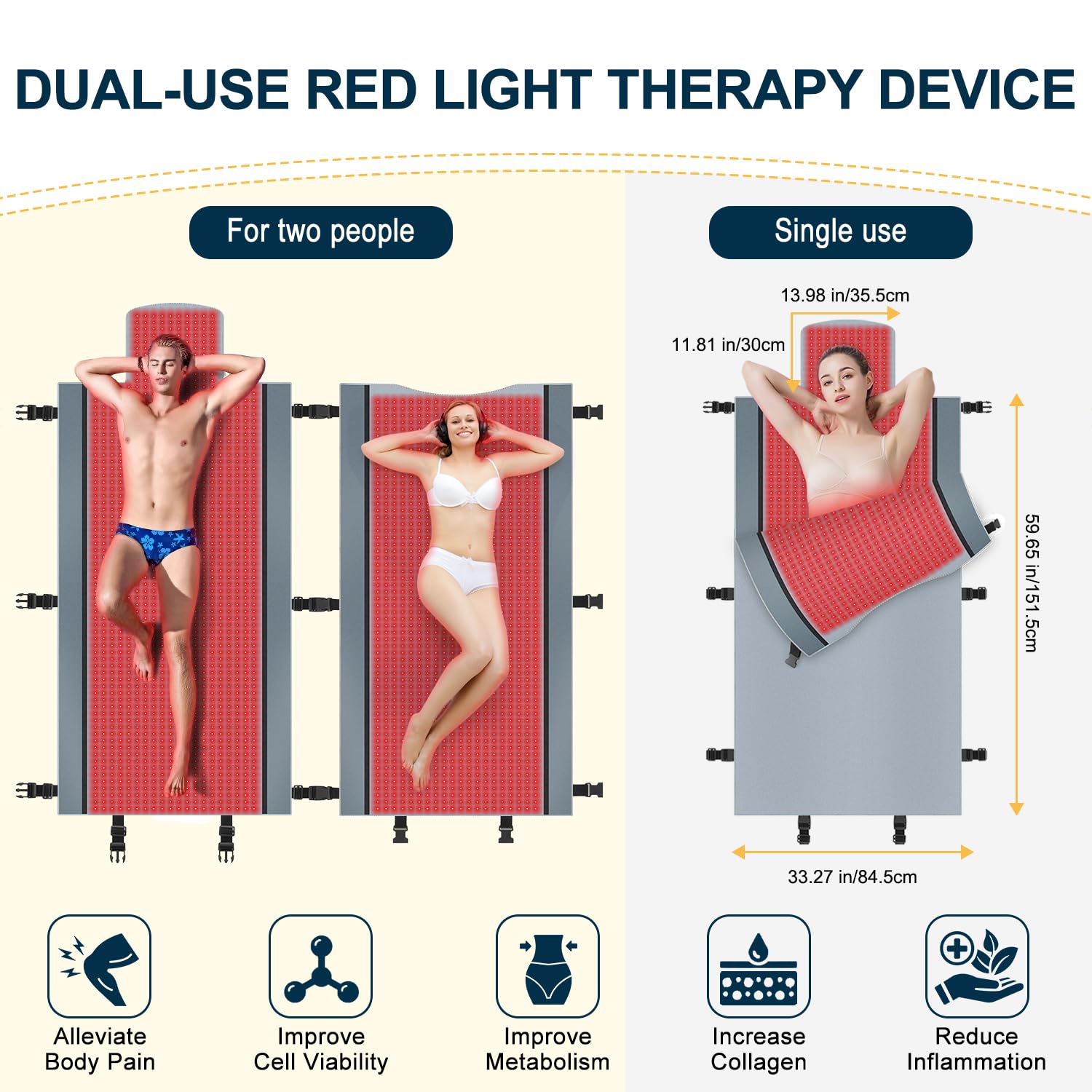 Red Light Therapy for Body - Full Body Red Light Therapy Mat, 71.0x33.31in, 2570Pcs 660nm & 850nm KaoudtBuy Supplements Australia