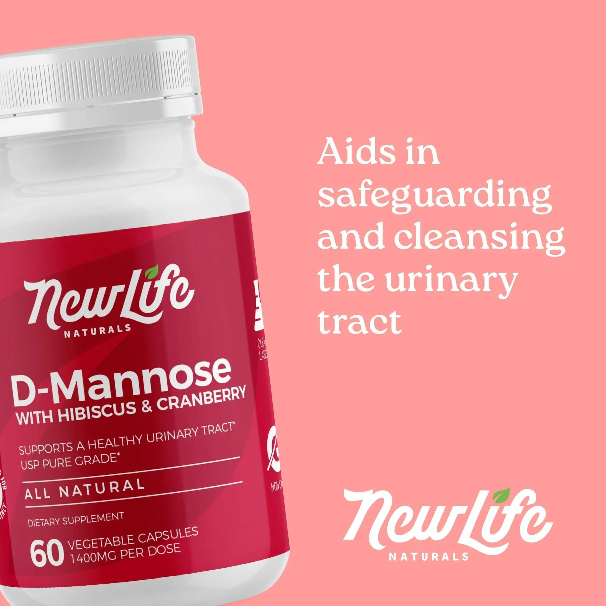 NewLife Naturals D-Mannose Capsules | w/Cranberry and Hibiscus Extracts | Natural Urinary Tract Health Supplement | 1400mg Pure Veggie Powder | 60 Veggie Capsules NewLife NaturalsBuy Supplements Australia