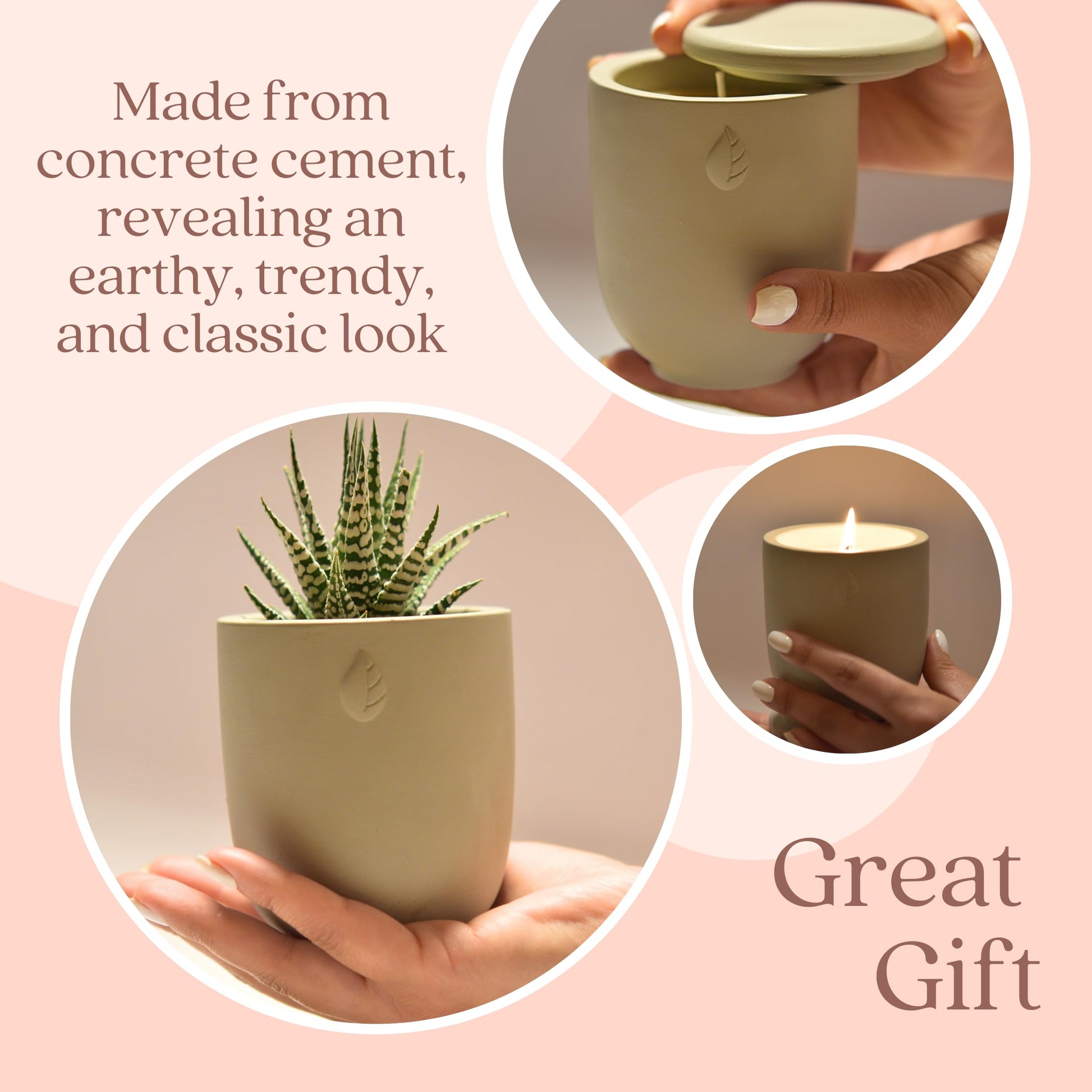 CandlePlanter Concrete Cement Candle Planter - Candles for Home Scented, Soy Candles CANDLEPLANTERBuy Supplements Australia