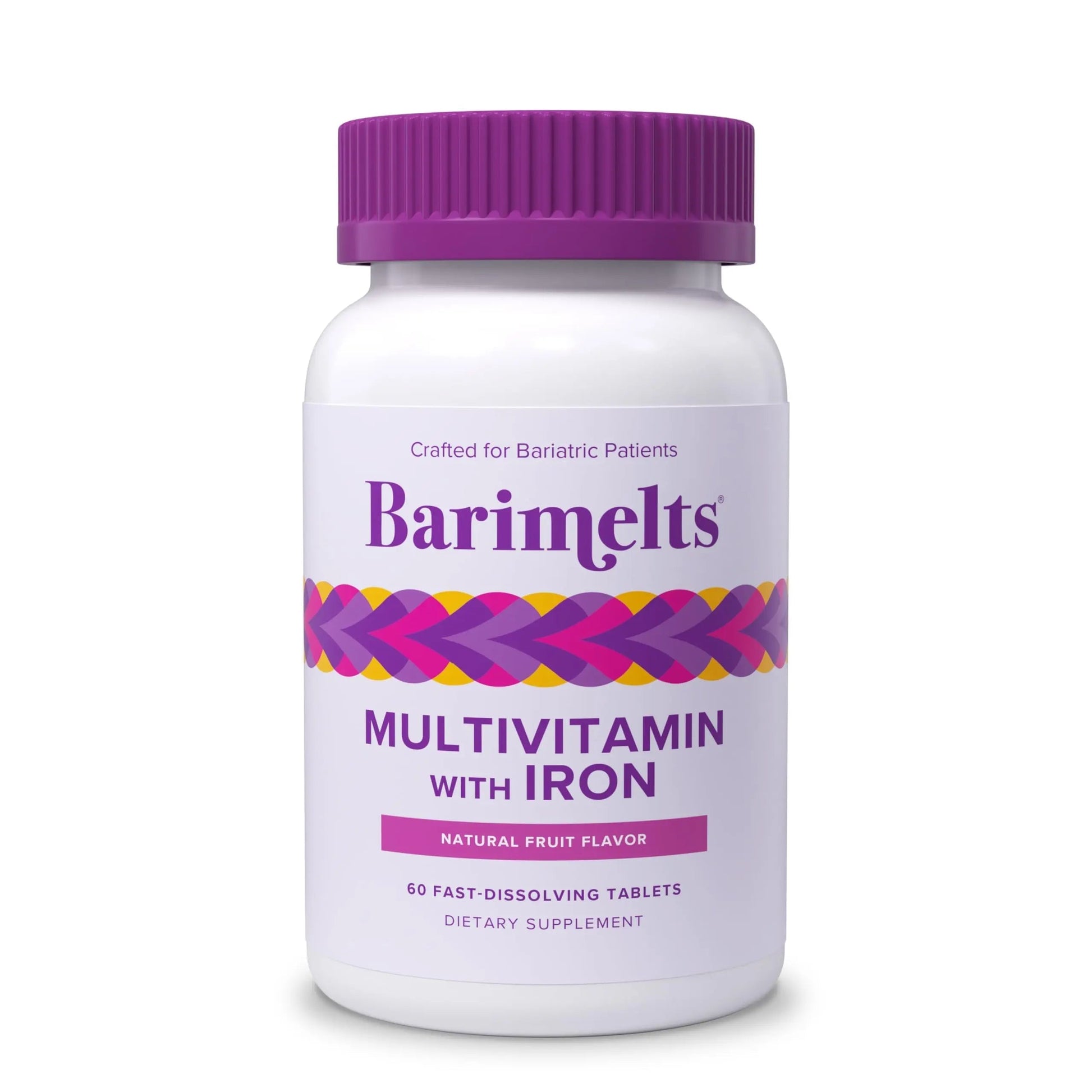 BariMelts Bariatric Multivitamin with Iron, 60 Fast-Dissolving Tablets (1-Month Supply), Sugar-Free Bariatric Vitamins for Women, Natural Fruit Flavor BariMelts