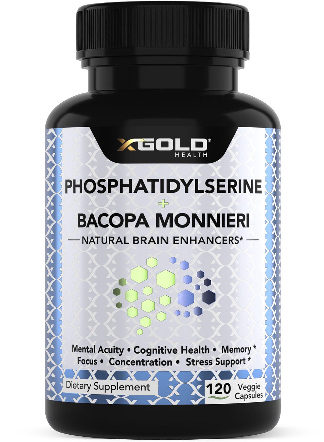 PhosphatidylSerine & Bacopa Monnieri 800 mg 2 in 1 Supplement - Natural Brain Enhancer/Nootropic for Enhanced Focus and Concentration, Memory Support, & Cognitive Function - 120 Vegetarian Capsules X Gold HealthBuy Supplements Australia
