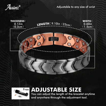 Auinz - Copper Bracelets for Men - 99.99% Solid Pure Copper Magnetic Bracelets Double-Row AuinzBuy Supplements Australia