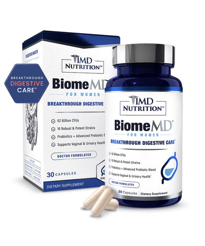 1MD Nutrition BiomeMD Probiotics for Women - Daily Prebiotics and Probiotics for Women - More Than 60 Billion CFUs, 15 Strains - Womens Probiotic to Support Urinary