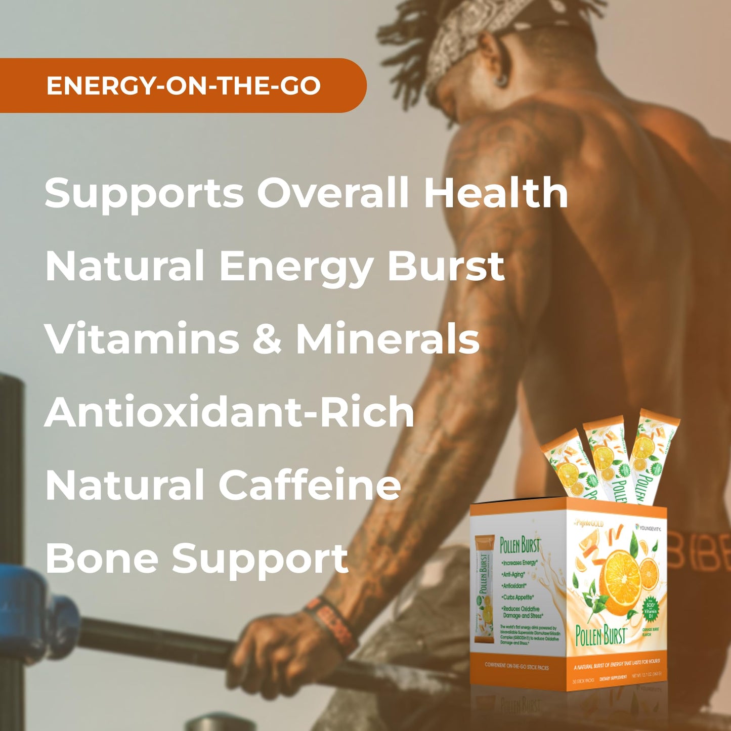 Youngevity ProJoba Pollen Burst™ - Clean Natural Energy Supplement w/Green Tea, Pollen Extract, GliSODin® - Increase Focus, Brain Boost, Endurance, Mental Clarity (30 Sticks) YoungevityBuy Supplements Australia