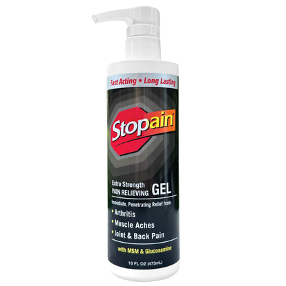 Stopain Pain Relief Gel 16oz, USA Made, Max Strength Fast Acting with Menthol, MSM, Glucosamine for Joint Pain, Back Pain, Arthritis, Knee, Neck Pain, HSA FSA Approved OTC Topical Analgesic Product StopainBuy Supplements Australia