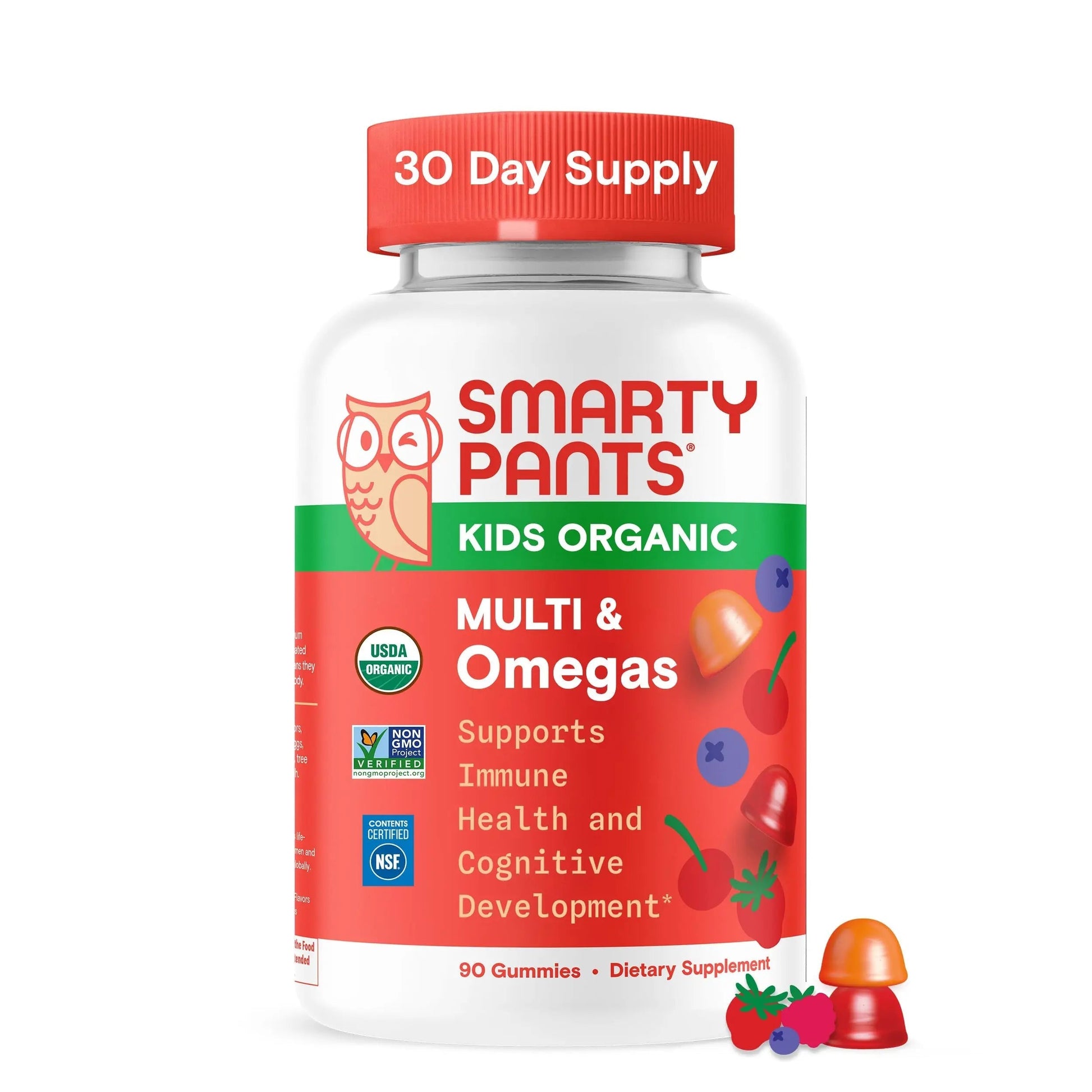 SmartyPants Organic Kids Multivitamin Gummies: Omega 3 (ALA), Vitamin D3, C, Vitamin B12, B6, A, K & Zinc for Immune Support, Biotin SmartyPants