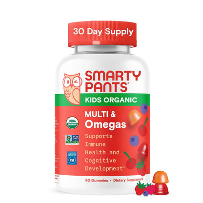 SmartyPants Organic Kids Multivitamin Gummies: Omega 3 (ALA), Vitamin D3, C, Vitamin B12, B6, A, K & Zinc for Immune Support, Biotin SmartyPants