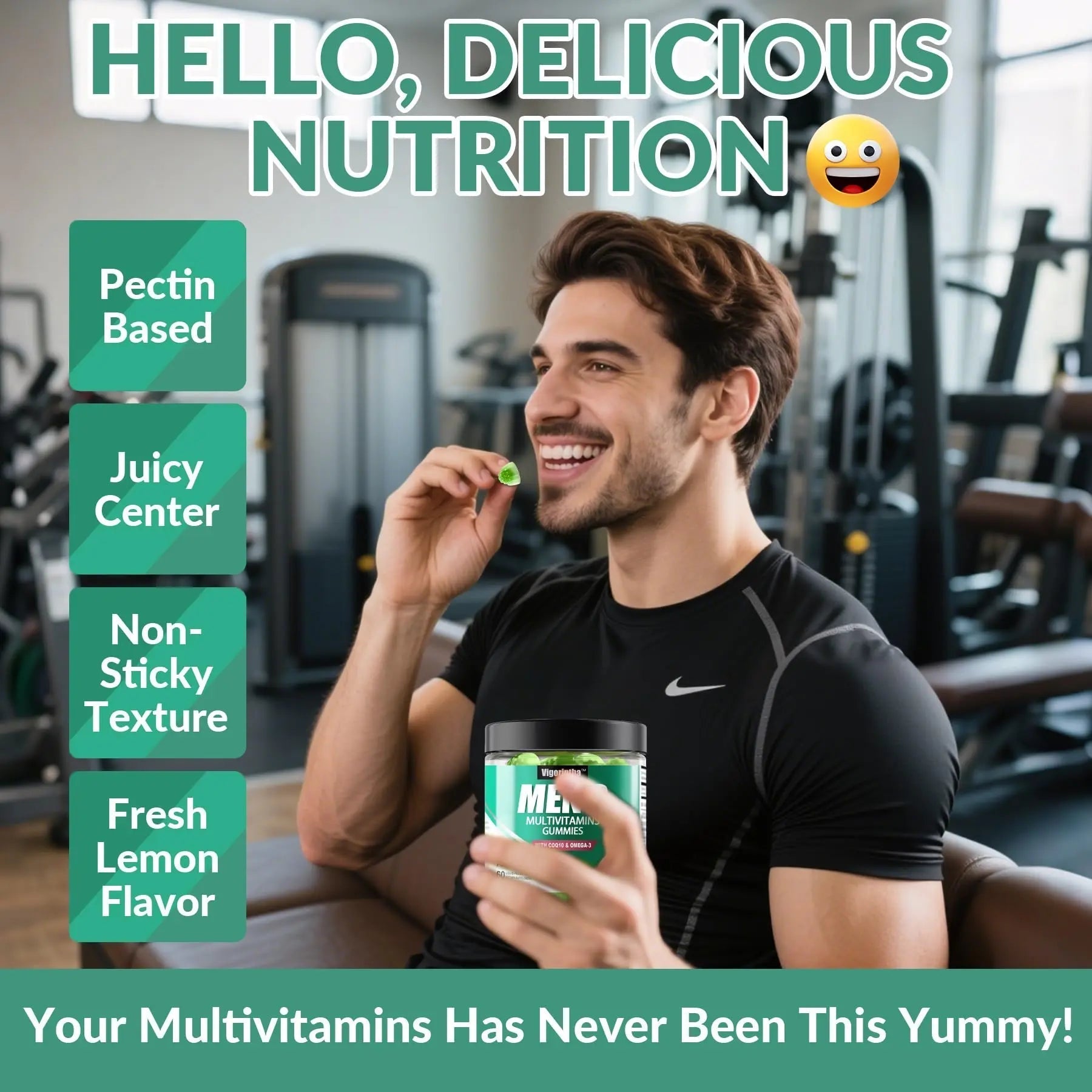 2 Pack Mens Multivitamins Gummies- Methylated Multivitamin for Men with Coq 10, Vegan Omega 3, Vitamins A C E D3 K2 B6 B12 B1 B2 Vigorintha