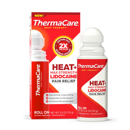 ThermaCare Heat + Max Strength 4% Lidocaine Roll-On - Dual Action Pain Relief with Patented Heatwave Technology - Targeted No-Mess Relief for Back, Neck, Muscles, & Joints ThermaCareBuy Supplements Australia