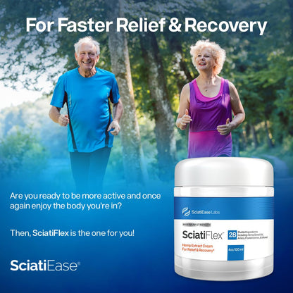 SciatiFlex Topical Sciatic Cream - Maximum Strength Hemp Cream with Arnica Extract, Shea Butter & Aloe Vera - Help with Nerve Discomfort in Lower Back, Hips, Buttocks, Legs & Feet - 4oz SciatiEaseBuy Supplements Australia