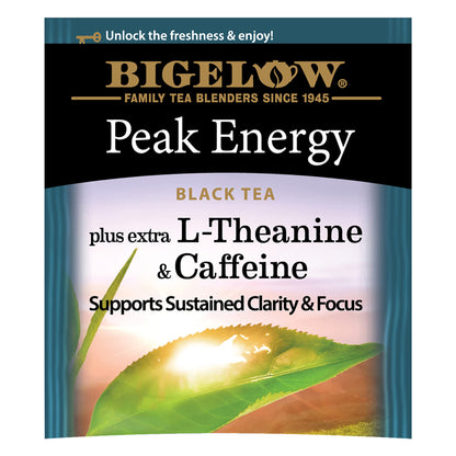 Bigelow Tea Peak Energy plus extra L-Theanine & Caffeine, 18 Count (Pack of 6), 108 Total Tea Bags Bigelow TeaBuy Supplements Australia