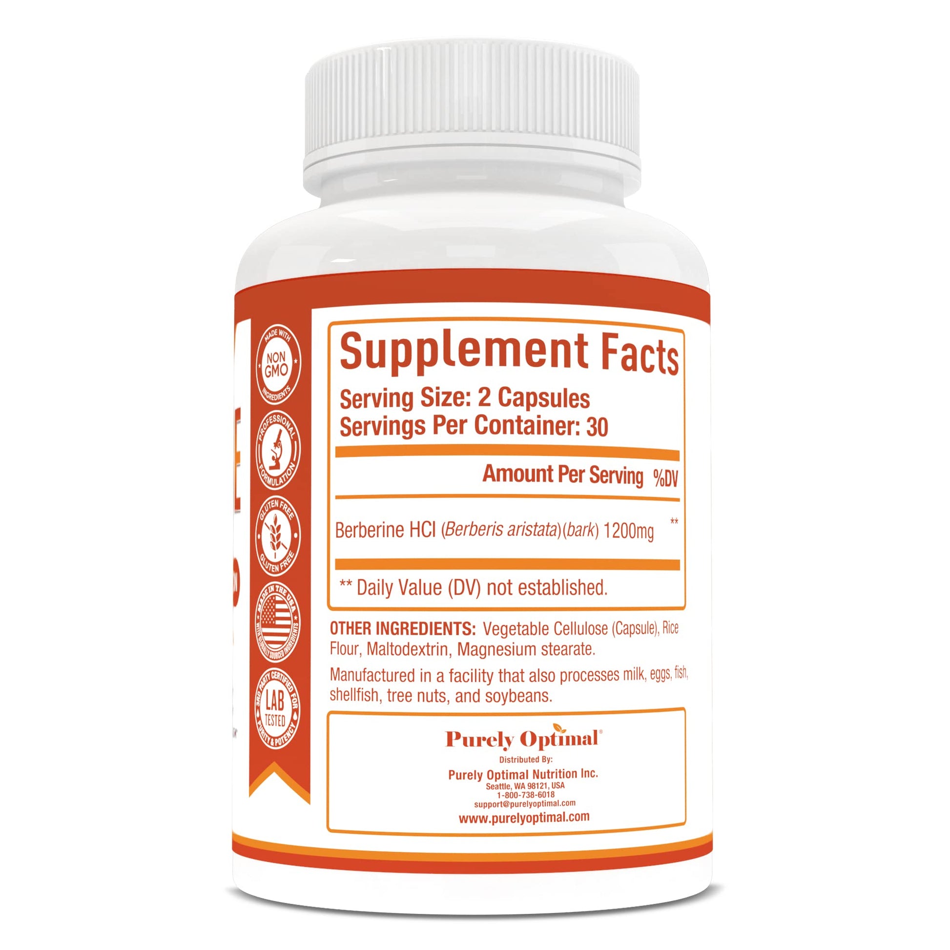 Purely Optimal Premium Berberine Supplement - 1200mg Berberine HCl, Non-GMO Purely OptimalBuy Supplements Australia