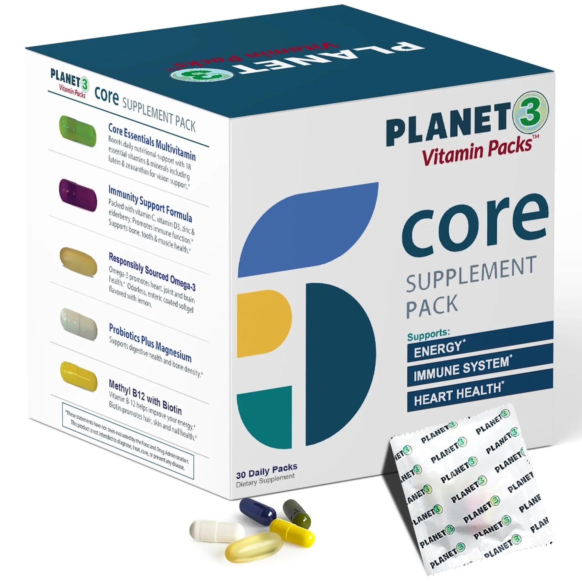 Daily Vitamin Packs for Men & Women – Immune, Energy & Heart Support with Vitamin D3, Omega-3, Probiotics, Methyl B12 & Vitamin C Planet 3Buy Supplements Australia
