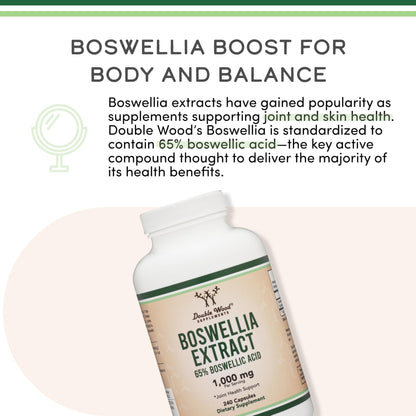 Boswellia Serrata - 240 Capsules (Max Strength 1,000mg of 65% Boswellic Acid Extract) Boswellia Extract Capsules (Joint Support Supplement for Joint Health) Third Party Tested by Double Wood Double Wood SupplementsBuy Supplements Australia