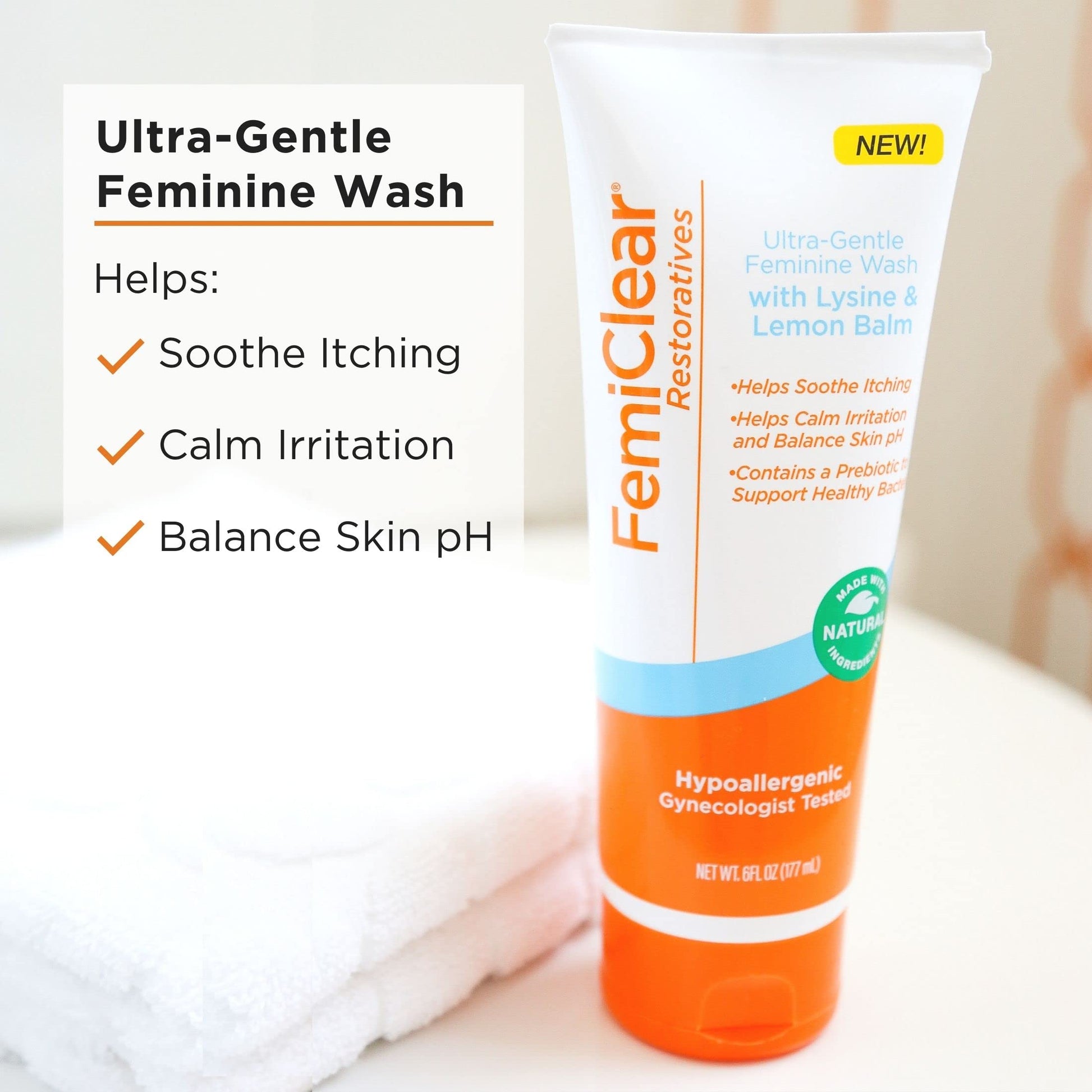 FemiClear® Restoratives Ultra-Gentle Feminine Wash, Made with Lysine & Lemon Balm, Natural Ingredients FemiClearBuy Supplements Australia