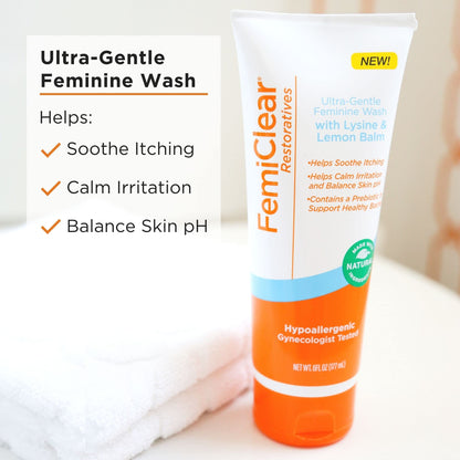 FemiClear® Restoratives Ultra-Gentle Feminine Wash, Made with Lysine & Lemon Balm, Natural Ingredients FemiClearBuy Supplements Australia