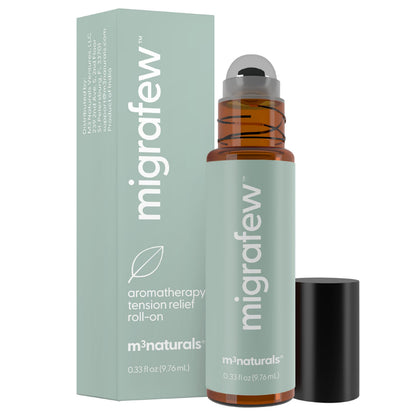 MigraFew Aromatherapy Migraine Roll On | Compact Headache Relief with Cooling Metal Roller for Head Tension and Pressure, Made with Peppermint, Spearmint and Lavender Essential Oils (0.33 FL oz) by M3 M3 NaturalsBuy Supplements Australia