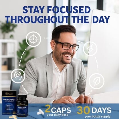 Ageless Brain Supplements for Memory and Focus 1000 MG | Cognitive Improvement | Formulated with Clinically Studied Ingredients | Support Mental Clarity & Neuro Health | Vitamin B6, B12, 60 Capsules Ageless Foundation LaboratoriesBuy Supplements Australia