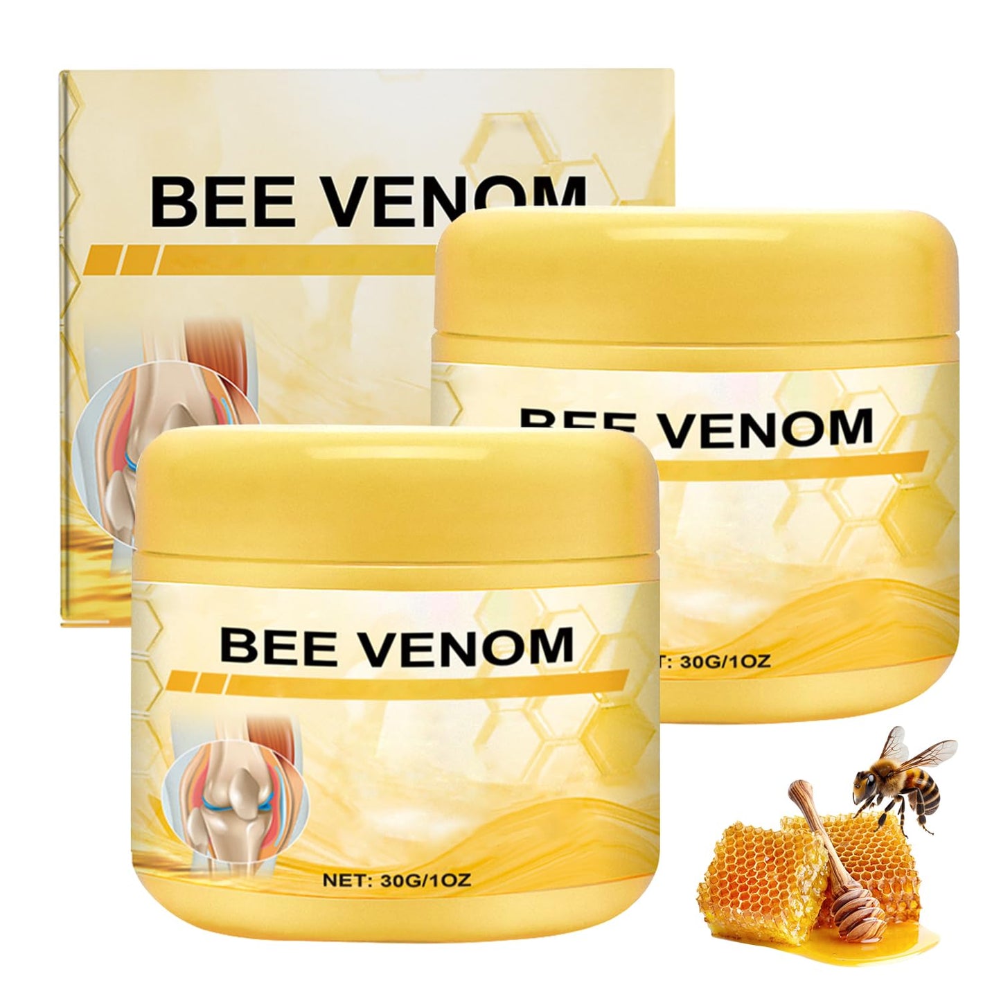 Botou 2PCS New Bee Venom Professional Joint Cream, for Neck, Waist, Back, Hands, Feet and Legs Advanced Bee Propolis Joint Cream, yellow BotouBuy Supplements Australia