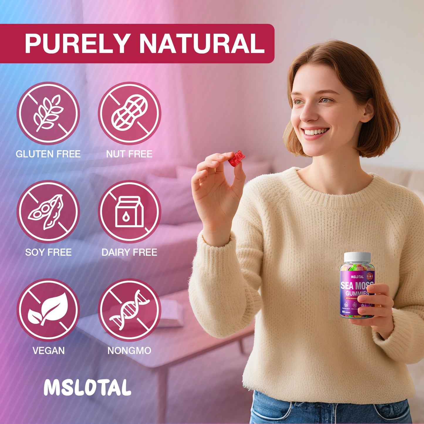 MSLOTAL Irish Sea Moss Gummies with Black Seed Oil, Ashwagandha Bladderwrack and Burdock Root, Organic Sea Moss Gummies for Women and Men with Shilajit, Immune Support, Vegan, 120 Gummies Totalss MSLOTALBuy Supplements Australia