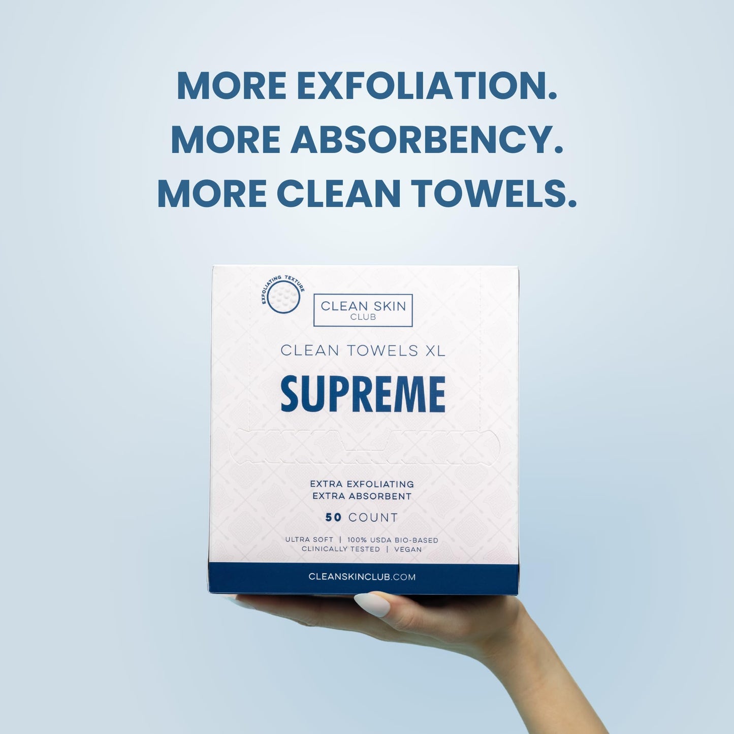 Clean Skin Club Clean Towels XL Supreme, 50 Count, Absorbent, Gentle CLEAN SKIN CLUBBuy Supplements Australia