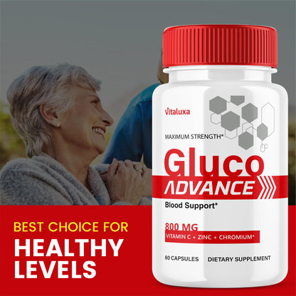 Gluco Advance Capsules, Gluco Advanced Blood Support Supplement GlucoAdvance Pills for Joints, GlucoseAdvance Premium Blend Flow Balance All Natural Formula Overall Health Wellness (60 Capsules) VitaluxaBuy Supplements Australia