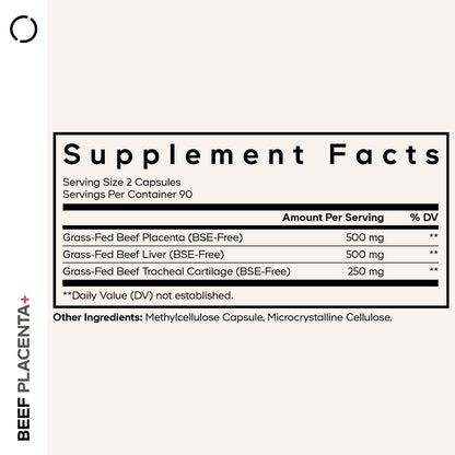 Codeage Grass-Fed Beef Placenta Supplement - Bovine Placenta – Pasture-Raised, Grass-Finished, Undefated, Desiccated - Non-GMO - 180 Capsule CodeageBuy Supplements Australia