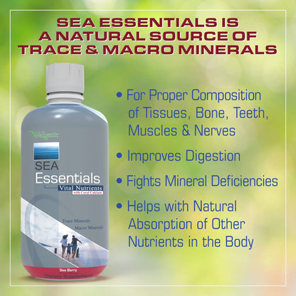 Wellgenix Sea Essentials Liquid Mineral Dietary Supplement with Trace and Macro Minerals and Coral Calcium – Sea Berry Flavor – 32 fl oz WellgenixBuy Supplements Australia