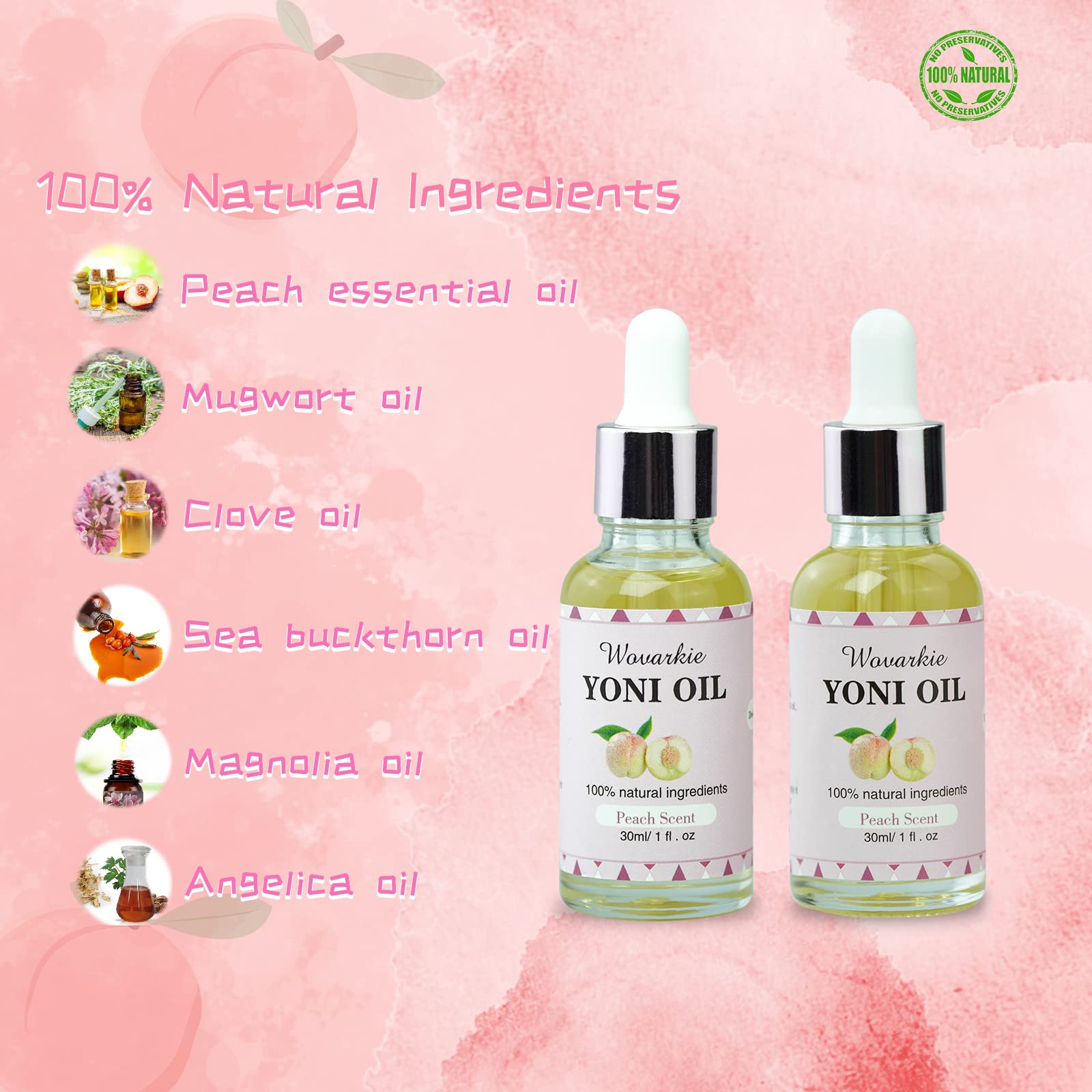 2 Packs Yoni Oil for Women, 1 fl oz/30 ml Feminine Oil Intimate Deodorant for Women, Eliminates Odor WovarkieBuy Supplements Australia