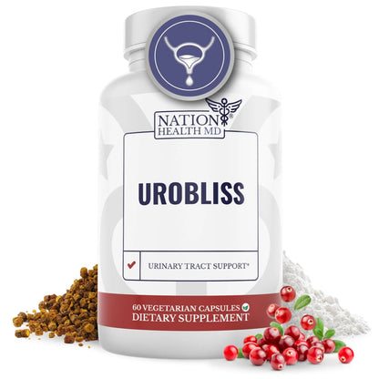 NATION HEALTH MD UroBliss Formula for Urinary Tract Support - D Mannose 1000mg Capsules with Cranberry Extract for Feminine Care and UTI-Health, 60 Capsules NATION HEALTH MDBuy Supplements Australia