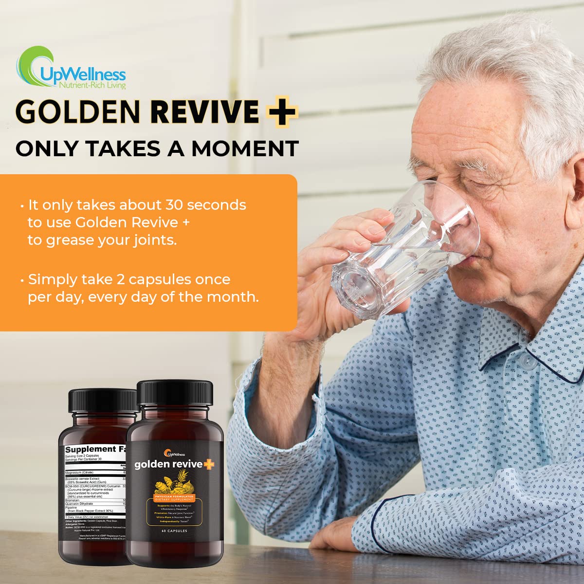 UpWellness Golden Revive + Joint Support with Quercetin, Magnesium, and Turmeric UpWellness Nutrient-Rich LivingBuy Supplements Australia