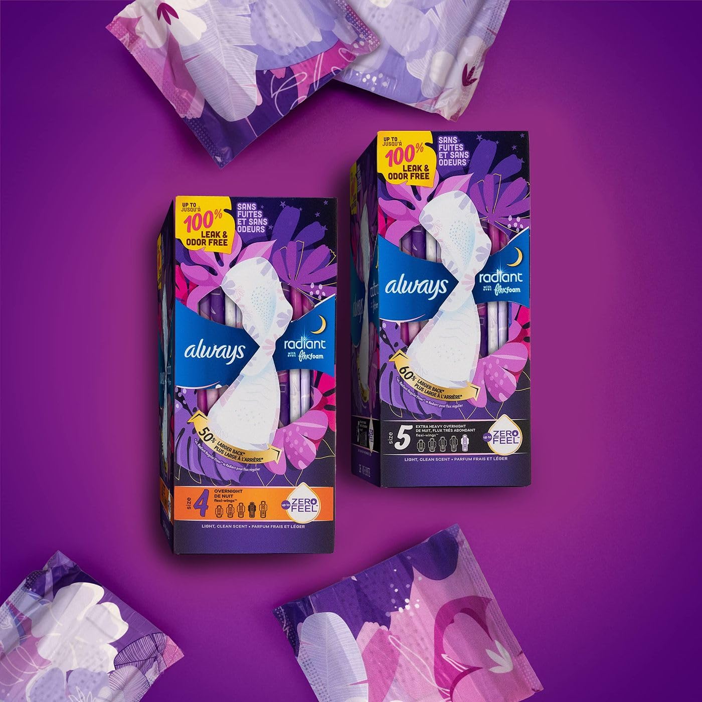 Always Radiant Feminine Pads for Women, Size 4 Overnight Pads AlwaysBuy Supplements Australia